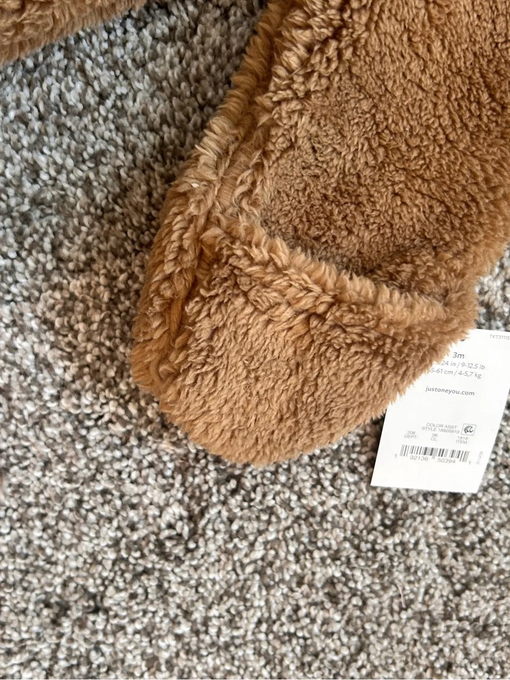 NEW Carter's Brown Plush Hooded Baby Snowsuit